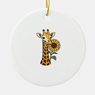 Vintage-Giraffe-Sonnenblume-Vektordesign_1 Keramik Ornament