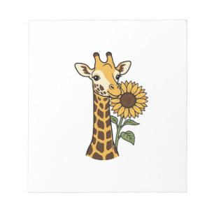 Vintage-Giraffe-Sonnenblume-Vektordesign_1 Notizblock