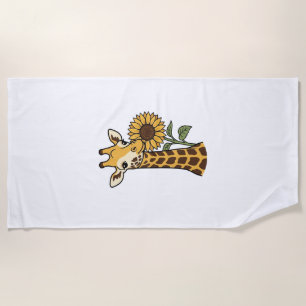 Vintage-Giraffe-Sonnenblume-Vektordesign_1 Strandtuch