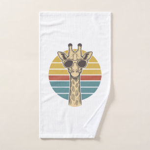 Vintage-Giraffe-Sonnenbrille Retro-Sonnenuntergang Handtuch