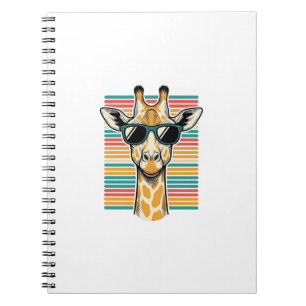 Vintage-Giraffe-Sonnenbrille Retro-Streifen-Vektor Notizblock