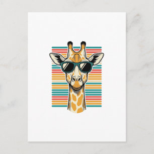 Vintage-Giraffe-Sonnenbrille Retro-Streifen-Vektor Postkarte
