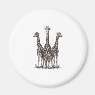 Vintage-Giraffe-Sonnenuntergang-Gravur-Safari-Shir Magnet