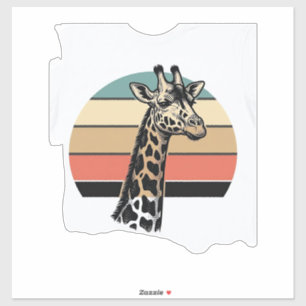 Vintage-Giraffe-Sonnenuntergang-Safari-Vector-Shir Aufkleber