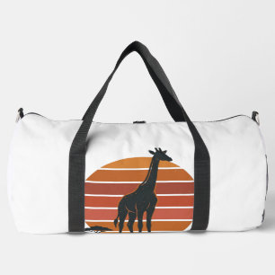 Vintage-Giraffe-Sonnenuntergang-Safari-Vector-Shir Duffle Bag
