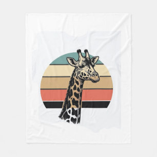 Vintage-Giraffe-Sonnenuntergang-Safari-Vector-Shir Fleecedecke