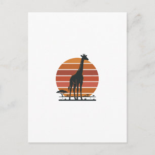 Vintage-Giraffe-Sonnenuntergang-Safari-Vector-Shir Postkarte