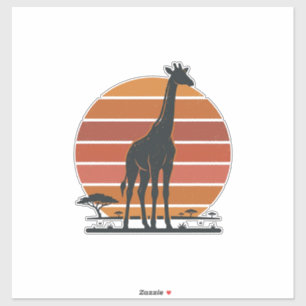 Vintage-Giraffe-Sonnenuntergang-Safari-Vektor-Shir Aufkleber
