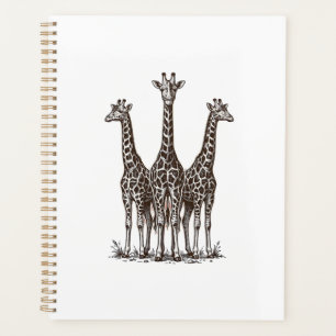 Vintage-Giraffe-Sonnenuntergangs-Stich-Safari-Shir Planer