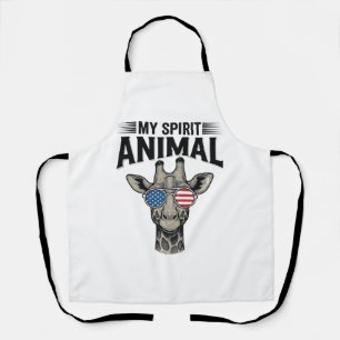 Vintage-Giraffe-Spirit-Tier-patriotisches-Shirt De Schürze