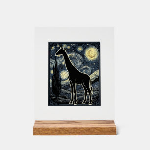 Vintage-Giraffe-Sternennacht-Gravur-Shirt_1 Acrylschild