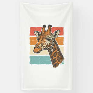 Vintage-Giraffen-Kopf Retro-Sonnenuntergang-Vektor Banner