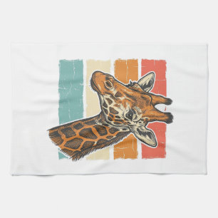 Vintage-Giraffen-Kopf Retro-Sonnenuntergang-Vektor Geschirrtuch