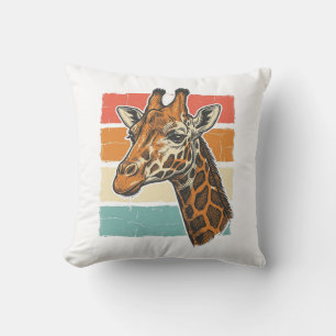 Vintage-Giraffen-Kopf Retro-Sonnenuntergang-Vektor Kissen