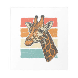 Vintage-Giraffen-Kopf Retro-Sonnenuntergang-Vektor Notizblock