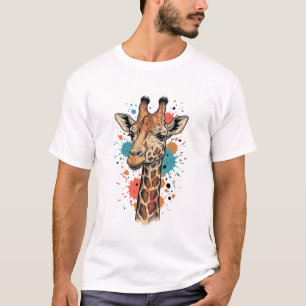 Vintage-Giraffen-Kunst-Weißes-Shirt-Design ( T-Shirt