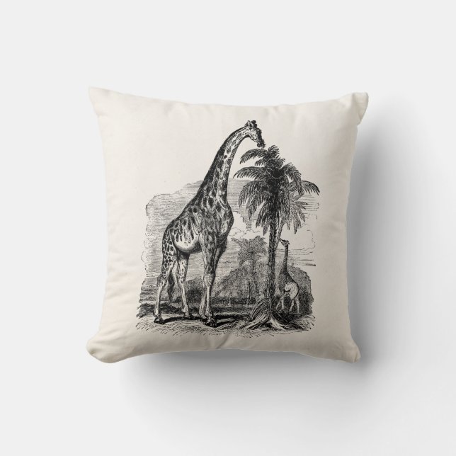 Vintage Giraffen-personalisierte Tierillustration Kissen (Vorderseite)