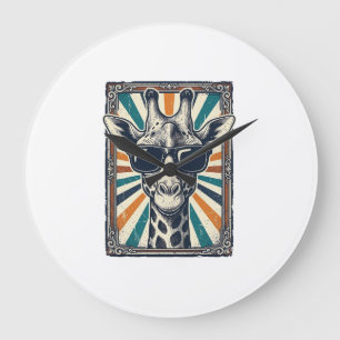 Vintage-Giraffen-Sonnenbrille Große Wanduhr