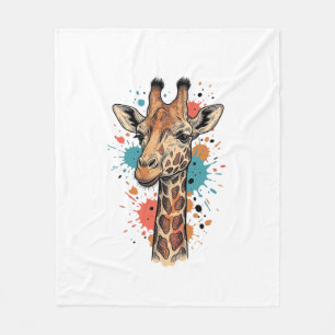Vintage-Giraffen-Stich auf weißem Shirt-Design ( Fleecedecke