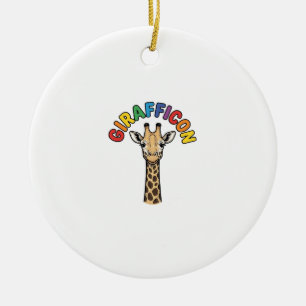 Vintage-Giraffen-Symbol Süßes Tier-Shirt-Design_1 Keramik Ornament