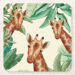 Vintage Giraffendarstellungen Rechteckiger Pappuntersetzer