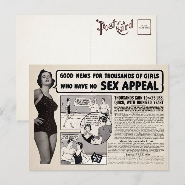 Vintage Girl-Comic-Werbung Postkarte (Vorne/Hinten)