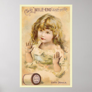 Vintage Girl-Cotton-Thread-Werbung Poster