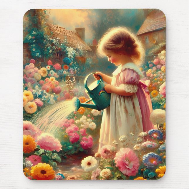 ~ Vintage Girl Garden Blume ~ Mousepad (Vorne)