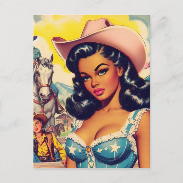 Vintage Girl-Illustration Postkarte (Vorderseite)