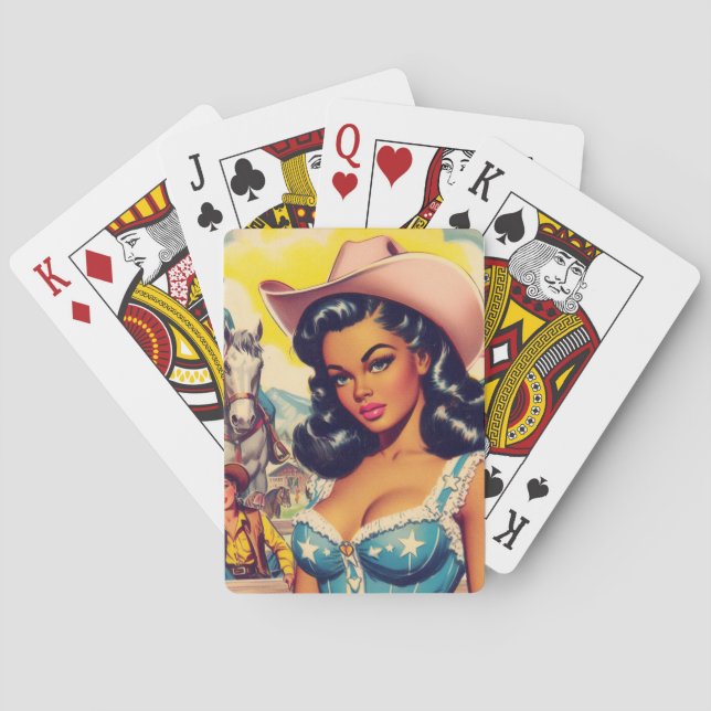 Vintage Girl-Illustration Spielkarten (Rückseite)
