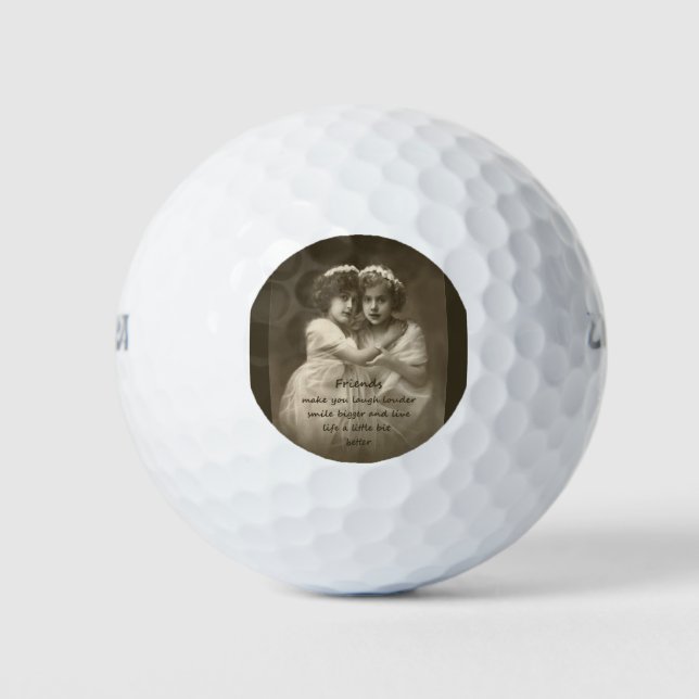 Vintage Girlfriends Freundschaftsangebot Golfball (Vorderseite)