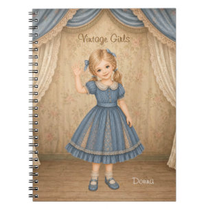Vintage Girls Notizbuch mit Donna - Hallo Welle Notizblock