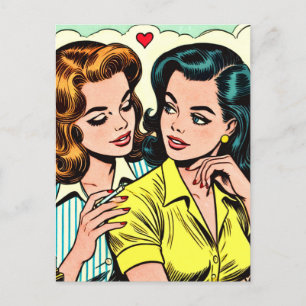Vintage Girls Romance Comics Postkarte
