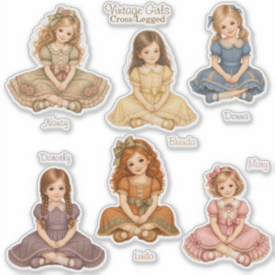 Vintage Girls: Sammlung von Aufklebern mit gekreuz Aufkleber