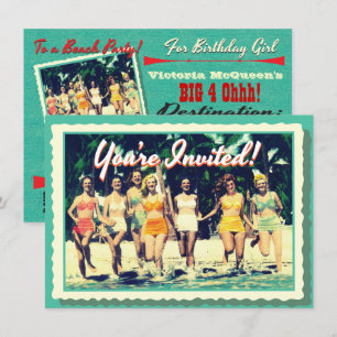 Vintage Girl's Weekend Beach Party Einladung