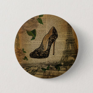 Vintage girly Schuhe Turms Paris Eiffel Button