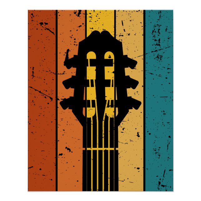Vintage Gitarre der Retro-Gitarre Poster (Vorderseite)