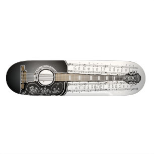 Vintage Gitarre mit Blatt-Musik - Skateboard