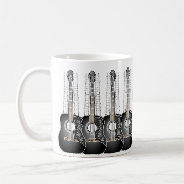 Vintage Gitarre mit Blatt-Musik - Tasse (Links)