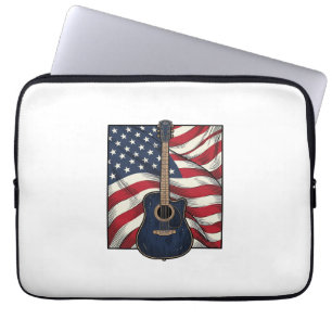 Vintage-Gitarre Patriotische Flagge Vektor-Shirt-D Laptopschutzhülle