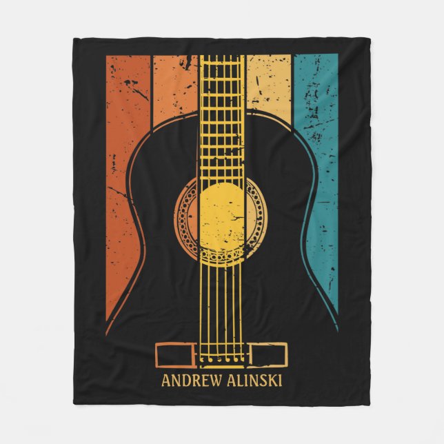 Vintage Gitarre personalisiert Fleecedecke (Vorderseite)