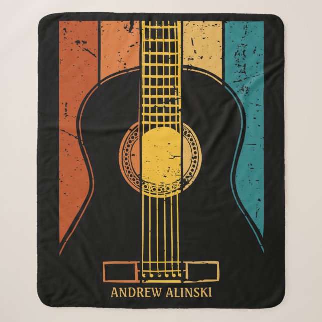 Vintage Gitarre personalisiert Sherpadecke (Vorderseite)