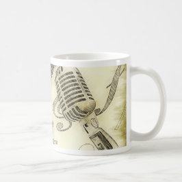 Vintage Gitarre und Mikrofon Kaffeetasse