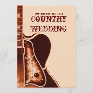 vintage Gitarre Western Country Hochzeitseinladung Einladung