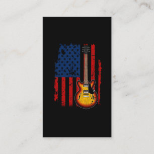 Vintage-Gitarrespieler Amerikanische Flagge Musike Visitenkarte