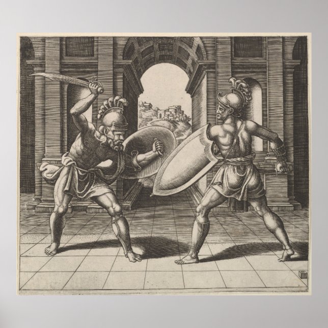Vintage Gladiatorenschwertfahndungsabbildung (1560 Poster (Vorne)