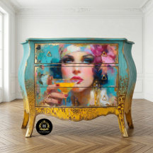 Vintage Glam-Frau mit Cocktail Decoupage