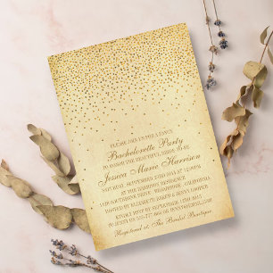 Vintage Glam Gold Konfetti Junggesellinnenabschied Einladung