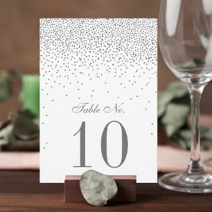 Vintage Glam Silber Konfetti Hochzeit Tischnummer