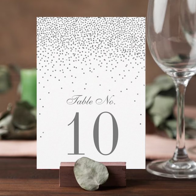 Vintage Glam Silber Konfetti Hochzeit Tischnummer (Von Creator hochgeladen)